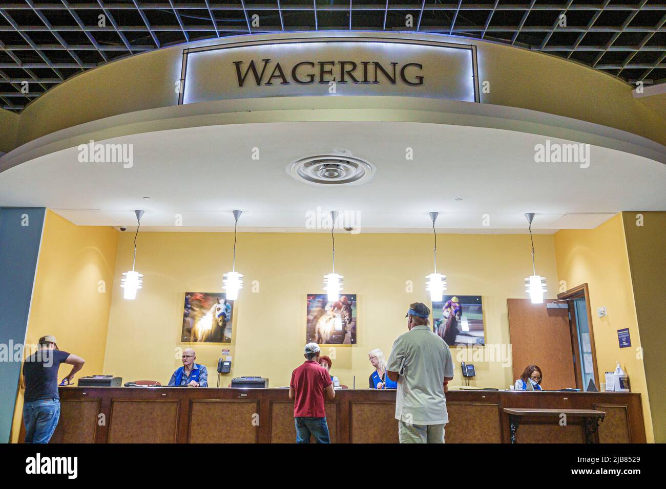 Hallandale Florida Miami,Gulfstream Park racetrack racecourse thoroughbred horse racing track,betting wager wagering window gambling gambler gamblers Stock Photo
