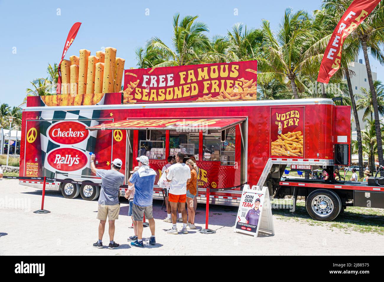 Miami Beach Florida,Hyundai Air & Sea Show Military Village vendor vendors,exhibitor exhibitors stall stalls booth booths,Checkers Rally's fast food f Stock Photo