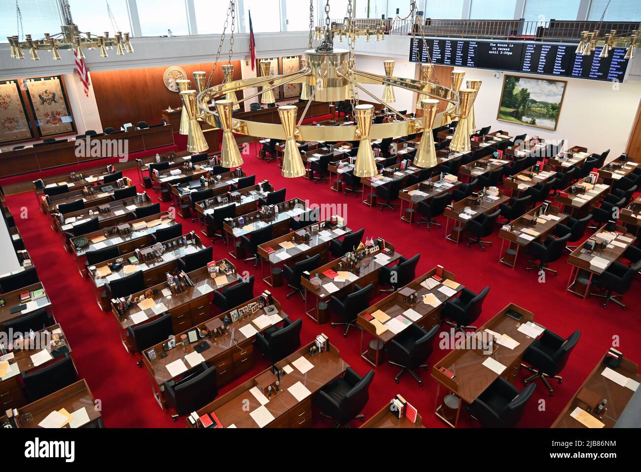 The House Chamber at the North Carolina Legislative Building, opened in 1963 and devoted solely to the legislative branch of state government. Stock Photo