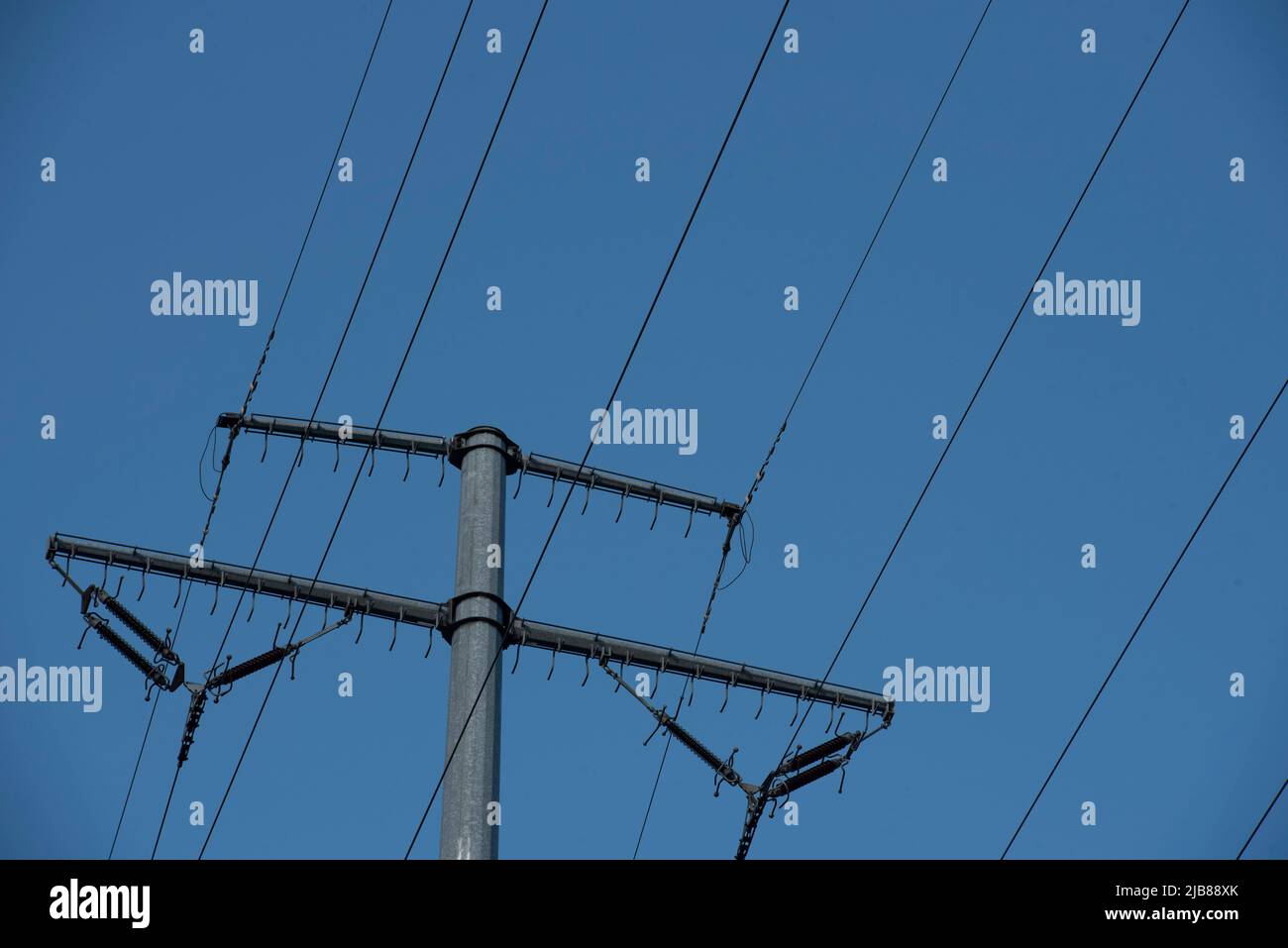 Warsaw, Warsaw, Poland. 3rd June, 2022. An electrical power pylon of high-tension electricity power lines is pictured on June 3, 2022 in Warsaw, Poland. (Credit Image: © Aleksander Kalka/ZUMA Press Wire) Stock Photo