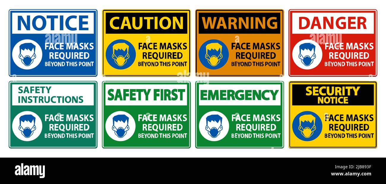 Face Masks Required Beyond This Point Sign Isolate On White Background ...
