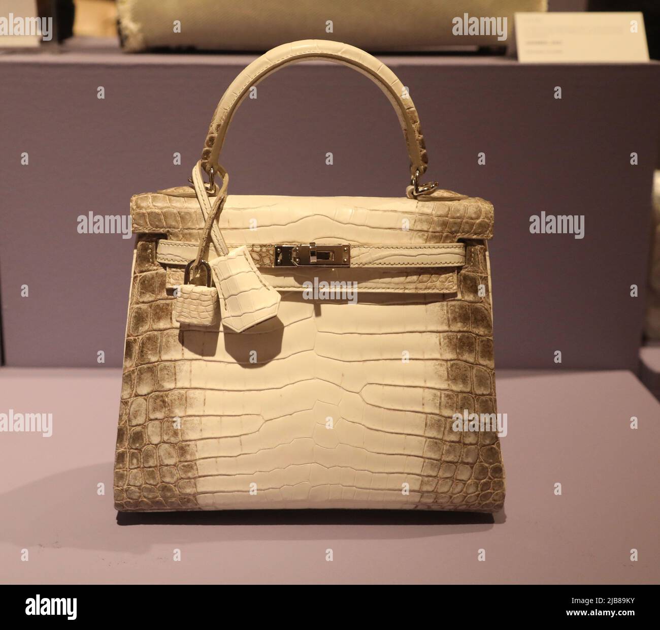 New York, USA. 3rd June, 2022. A view of a rare 2020 Matte White Hermes  Himalaya Niloticus Crocodile Kelly bag, seen at the press preview for the  upcoming Christie's Luxury Week auction