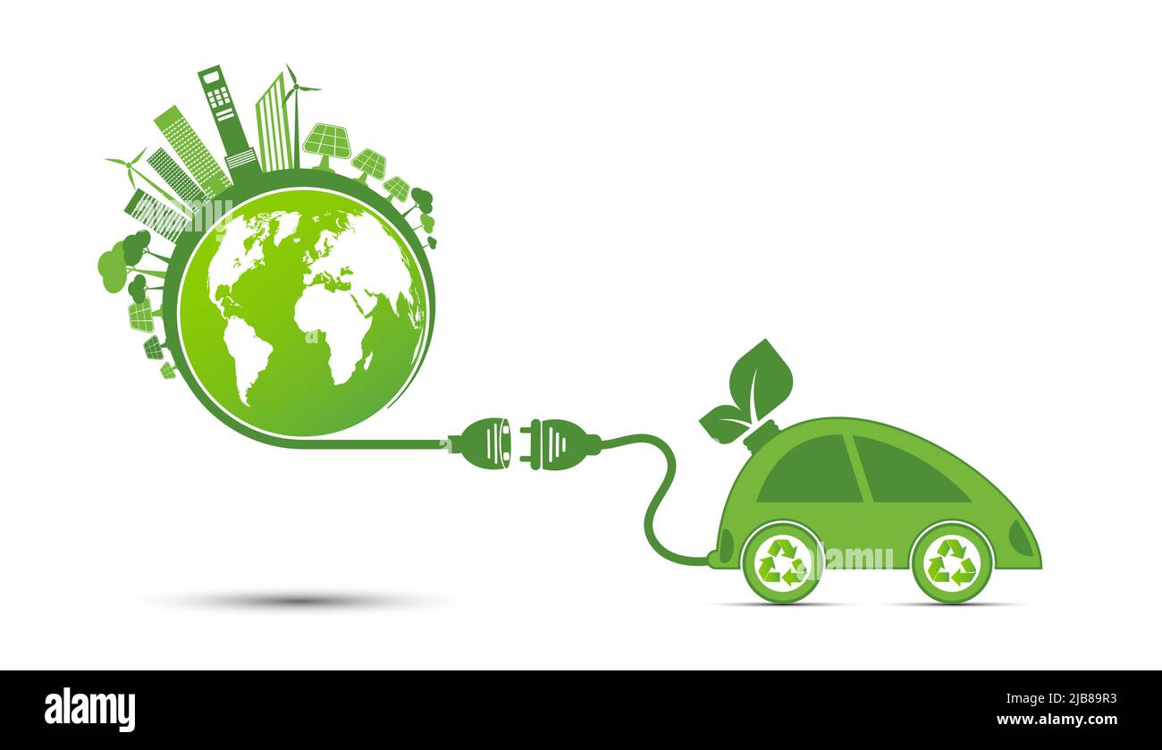 Energy ideas save the world concept Power plug green ecology recycle ...