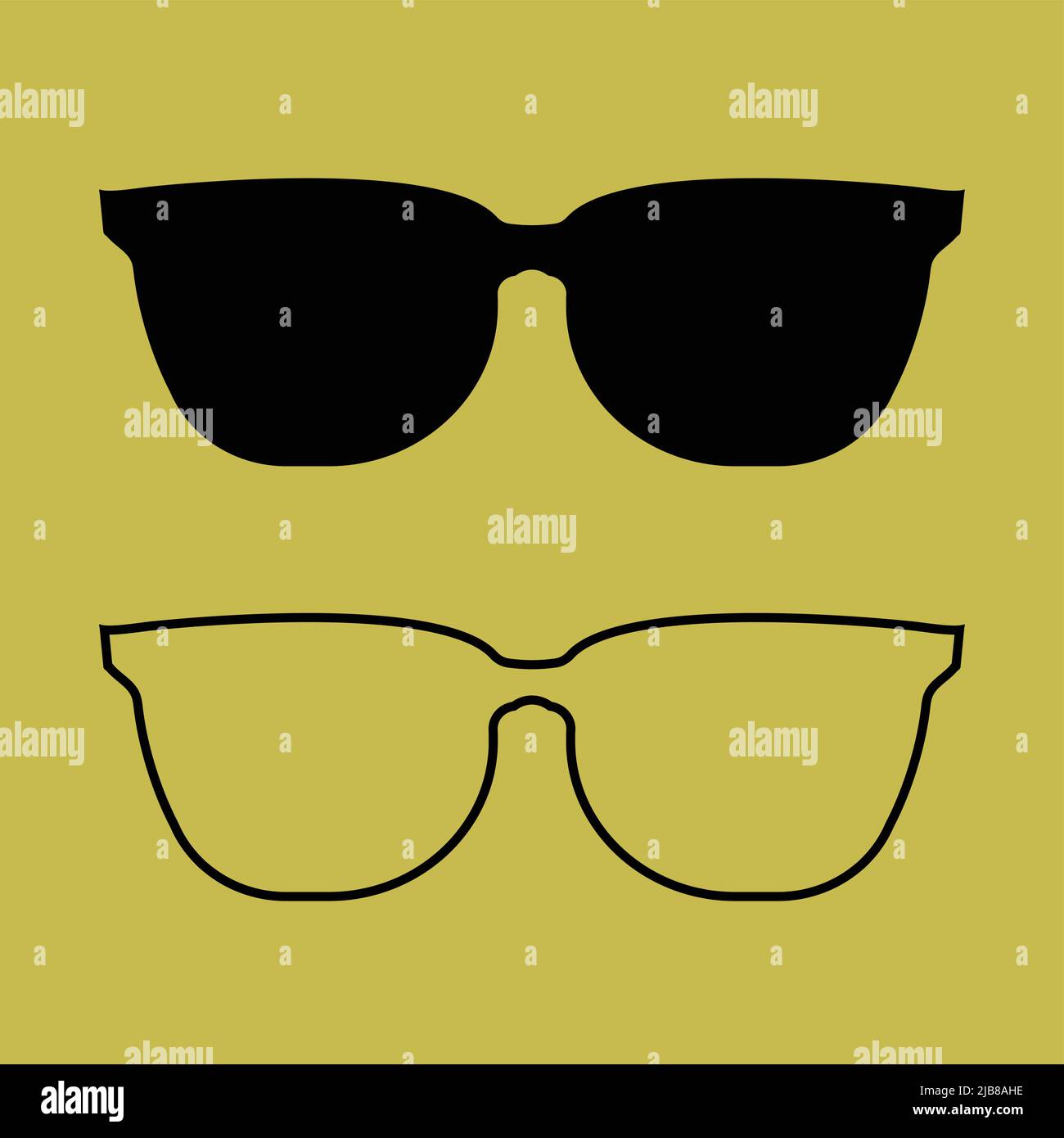 Sunglasses black Icon on yellow background.vector illustration Stock Vector