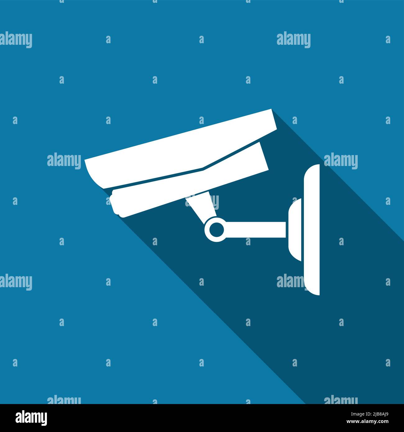 Cctv camera isolated on white background with long shadow black,Simple design style.vector illustration Stock Vector