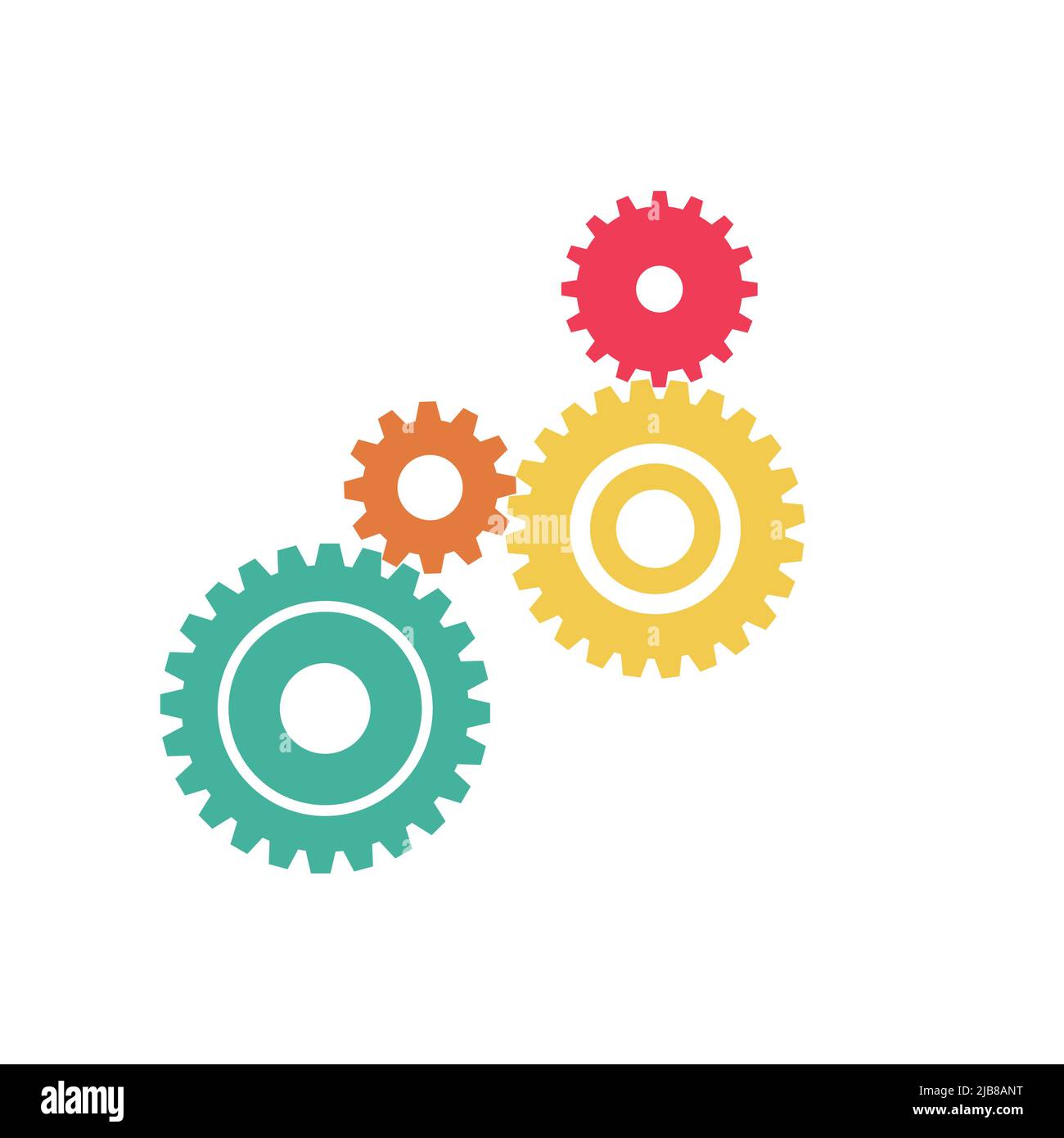 Abstract Color gear beautiful,four pieces gears set icon on background