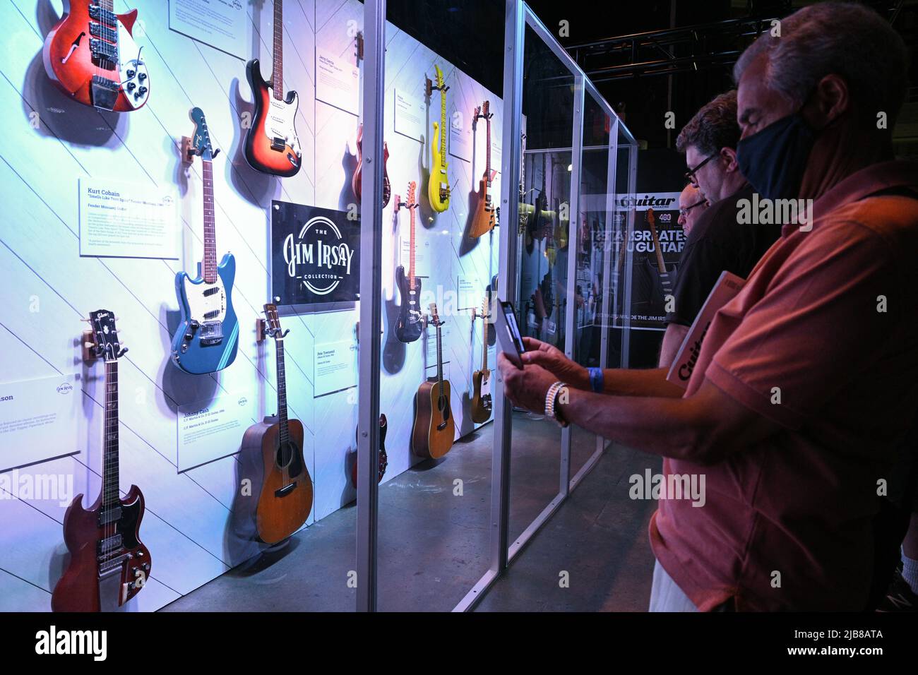 Guitars played by famous rock musicians on display as part of the The Jim Irsay Collection at