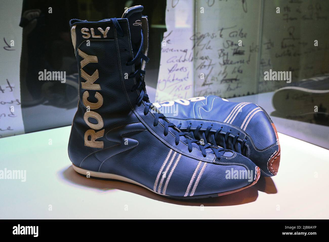 Sylvester Stallone's Rocky Balboa Boxing Shoes on display as part of the  The Jim Irsay Collection at Manhattan Center's Hammerstein Ballroom on June  3 Stock Photo - Alamy