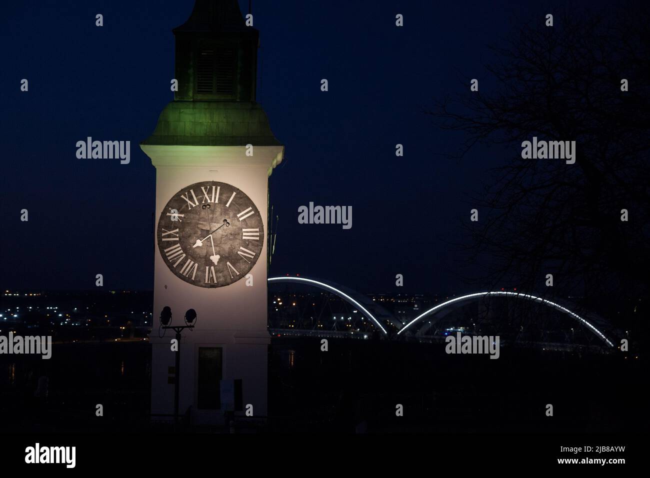 Picture of the Clock tower of Novi Sad Petrovaradin fortress, one of the symbols of Serbia, and the place where the Exit music festival is organised e Stock Photo