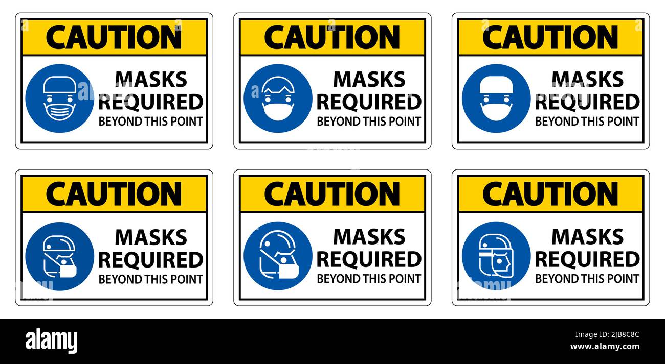 Caution Symbol Masks Required Beyond This Point Sign Stock Vector Image ...