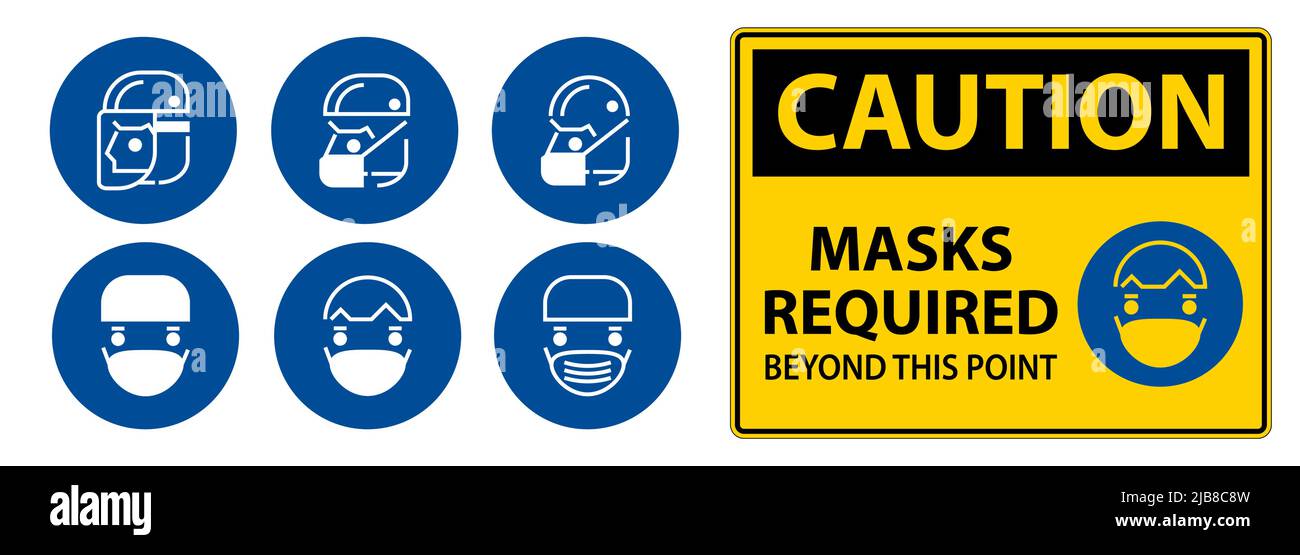Caution Symbol Masks Required Beyond This Point Sign Stock Vector Image ...