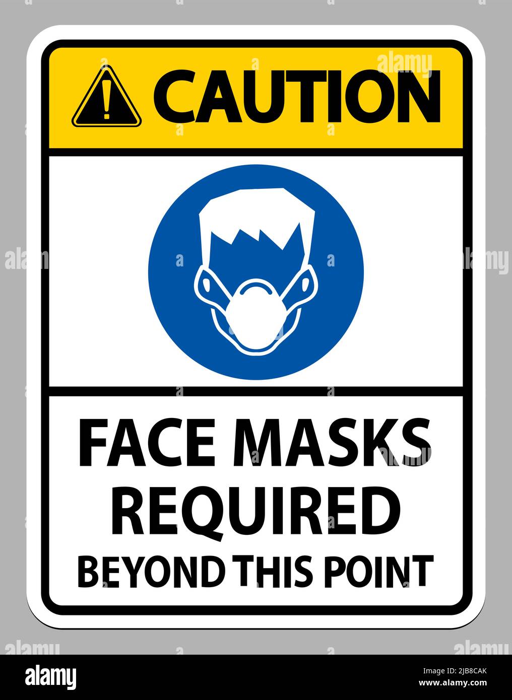 Caution Face Masks Required Beyond This Point Sign Isolate On White ...