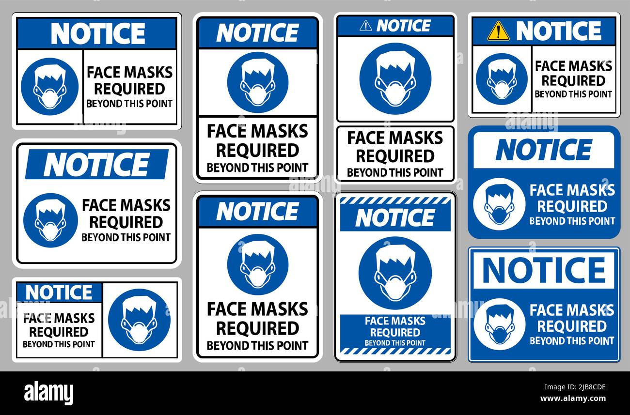 Notice Face Masks Required Beyond This Point Sign Isolate On White ...
