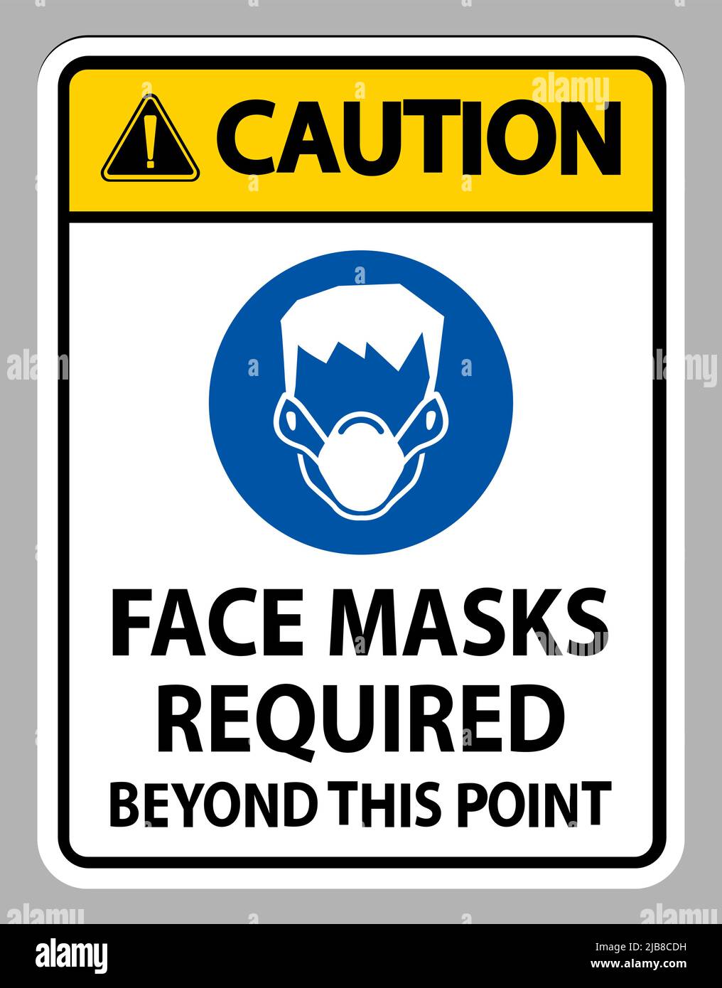 Caution Face Masks Required Beyond This Point Sign Isolate On White ...