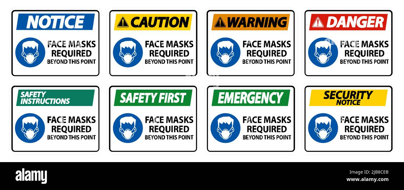 Face Masks Required Beyond This Point Sign Isolate On White Background ...
