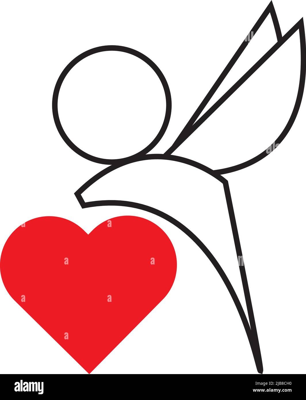Icon cupids heart red vector in illustration Stock Vector