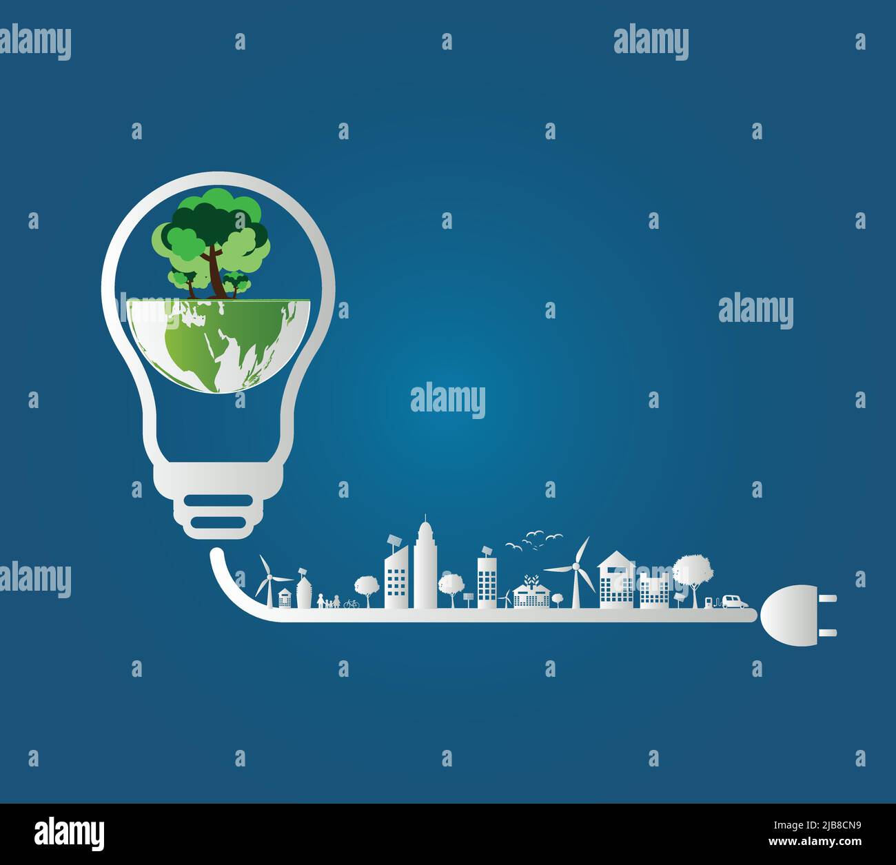 Ecology concept,the world is in the energy saving light bulb green ...