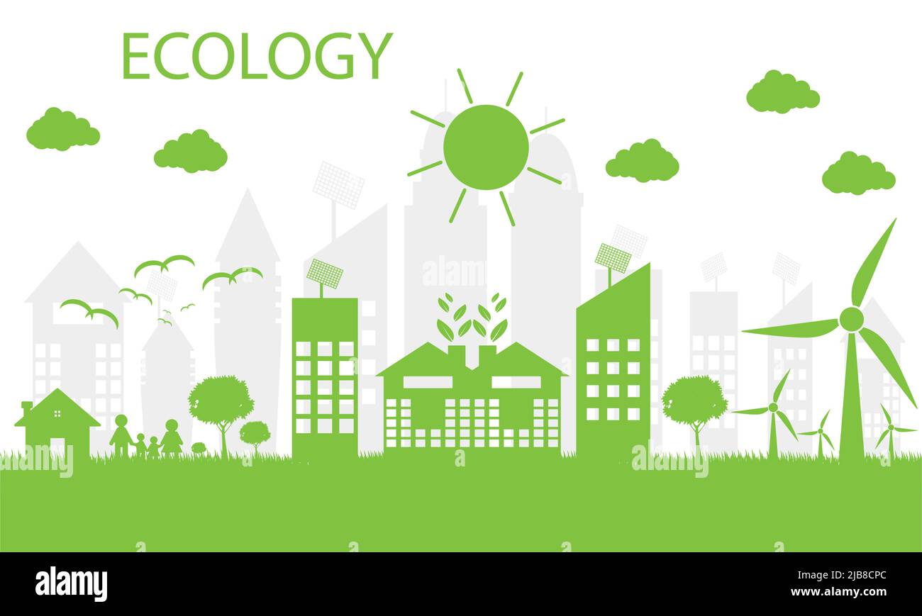 Green cities help the world with ecofriendly concept ideas,Vector