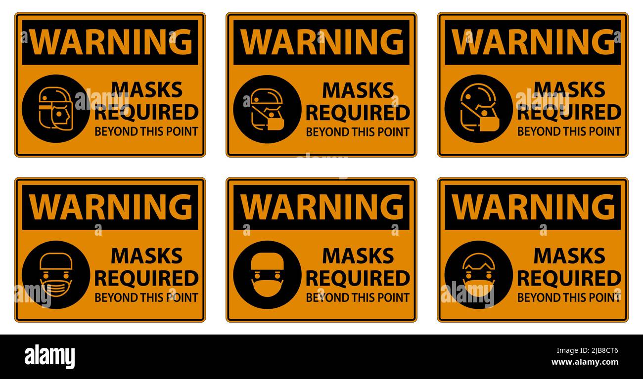 Warning Symbol Masks Required Beyond This Point Sign Stock Vector Image ...