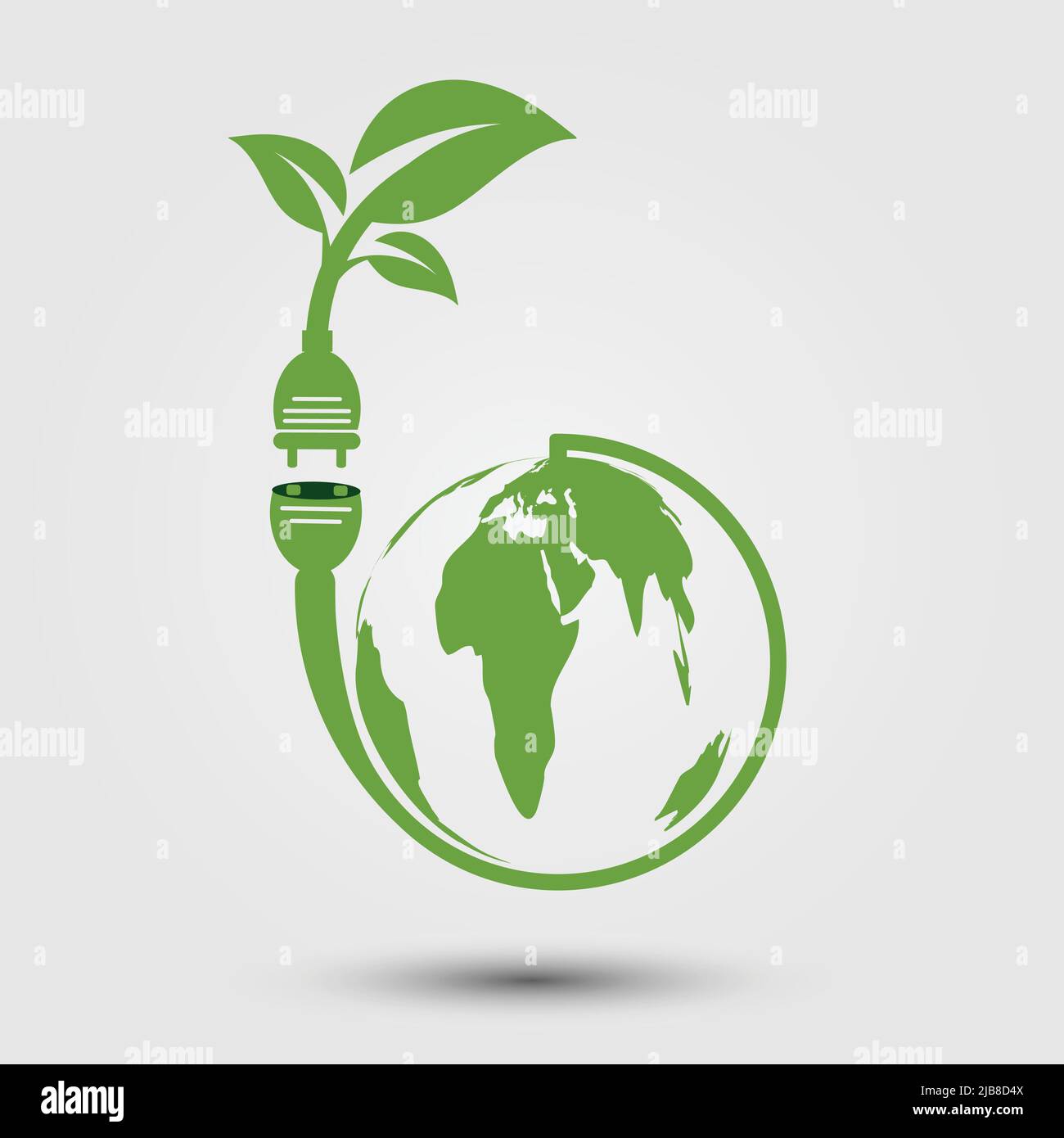 ecology concept,green eco power plug with green earth,Vector illustration Stock Vector