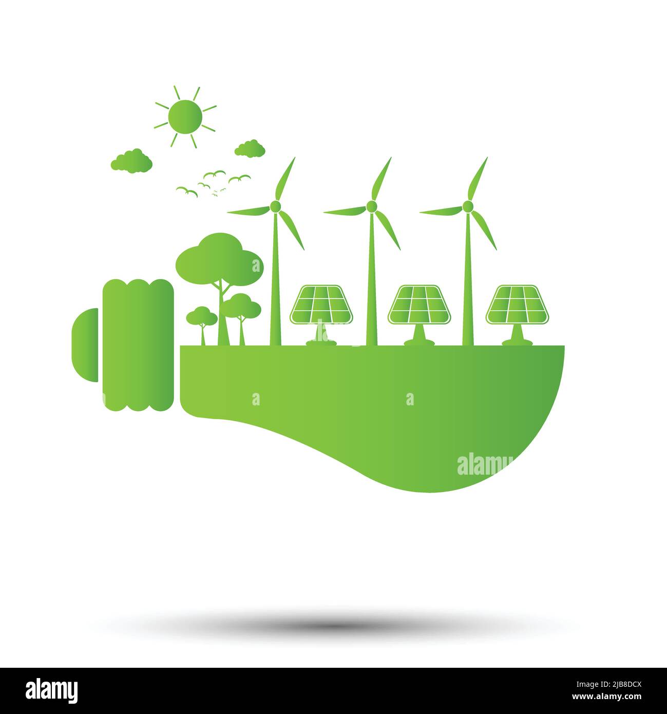 Ecology concept,the world is in the energy saving light bulb green,Vector Illustration Stock Vector