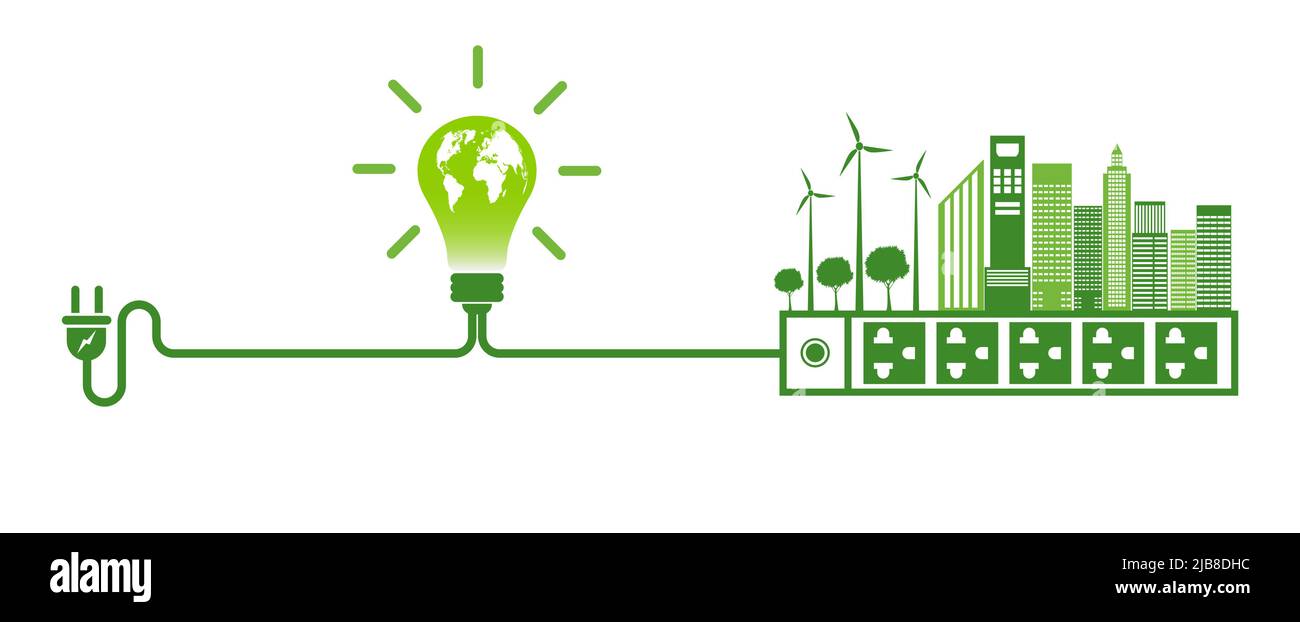 Energy ideas save the world concept Power plug green ecology Stock ...