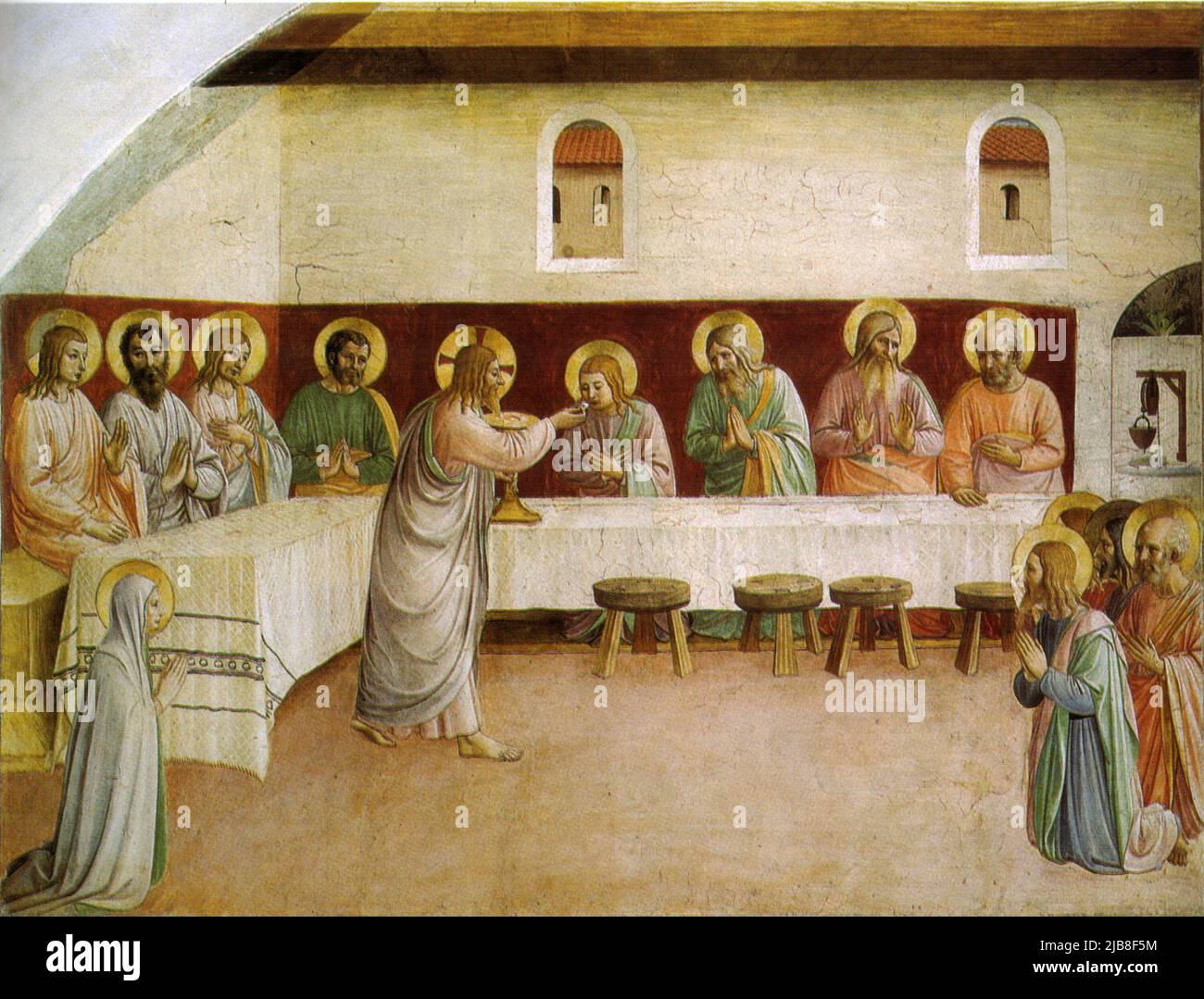 Communion of the Apostles and the Last Supper by Fra Angelico Stock Photo