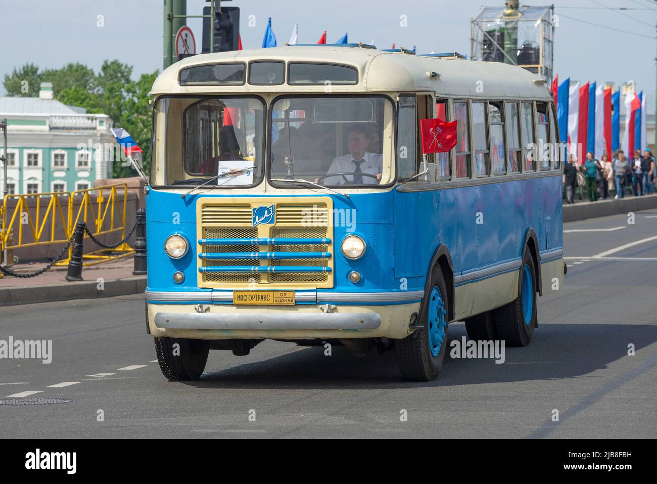 SAINT PETERSBURG, RUSSIA - MAY 25, 2019: Soviet bus LiAZ-158 (ZIL-158). Parade of retro transport in honor of City Day Stock Photo