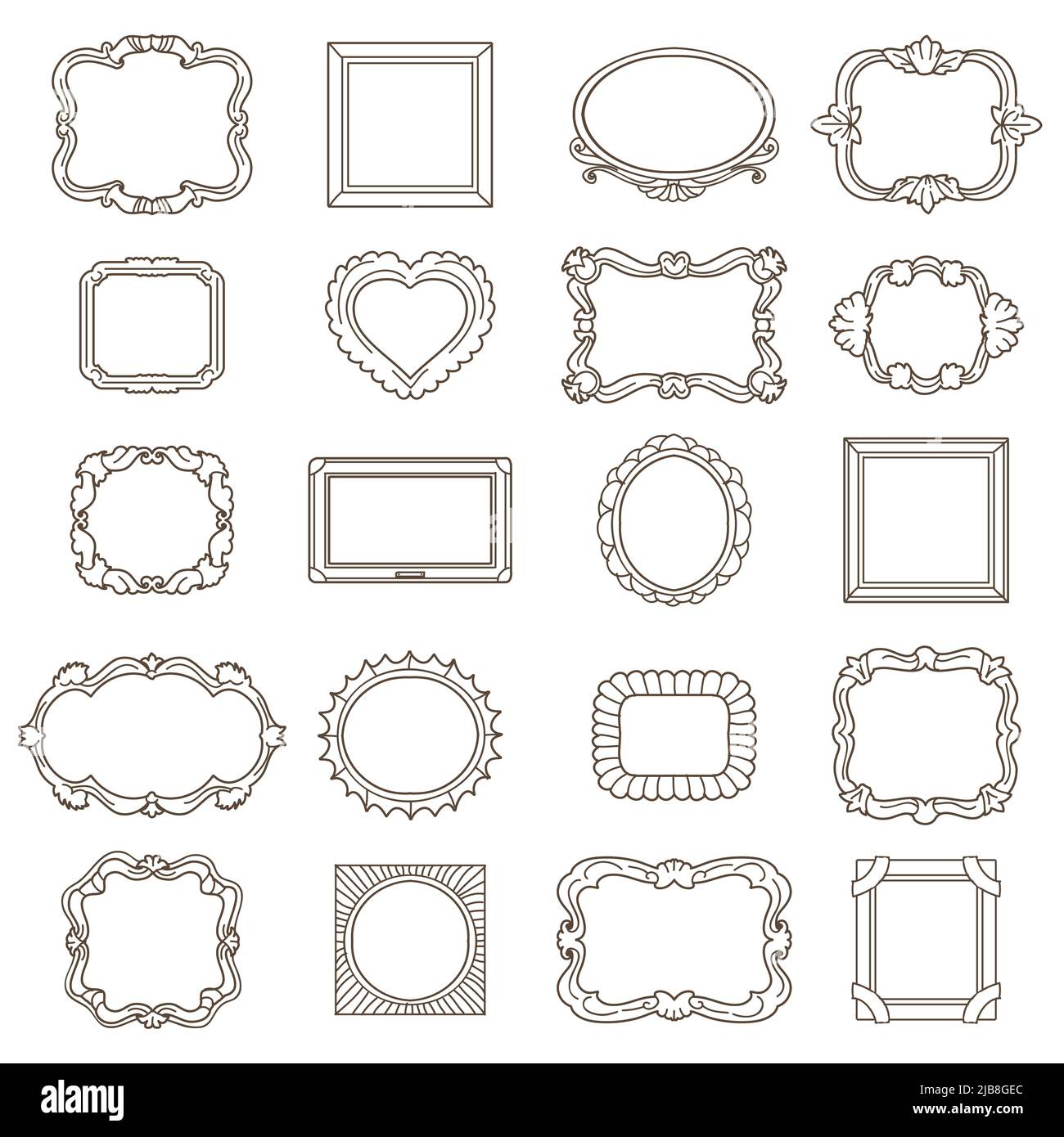 Vintage hand drawn frames for greetings and invitations. Element ornament, doodle vector illustration Stock Vector