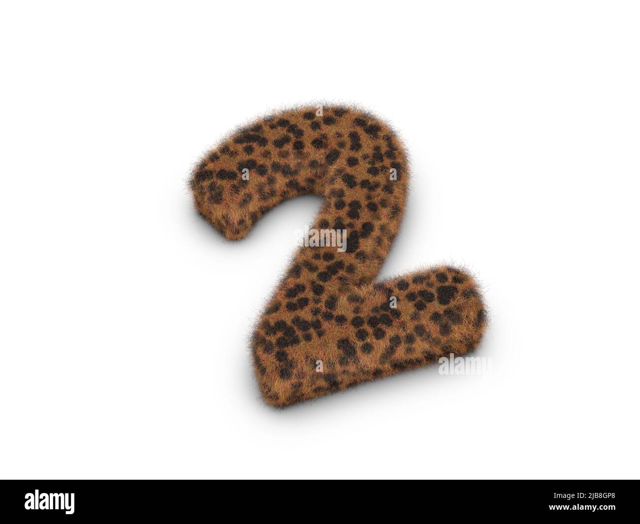 Fur number Two on a white background. 3d illustration Stock Photo - Alamy