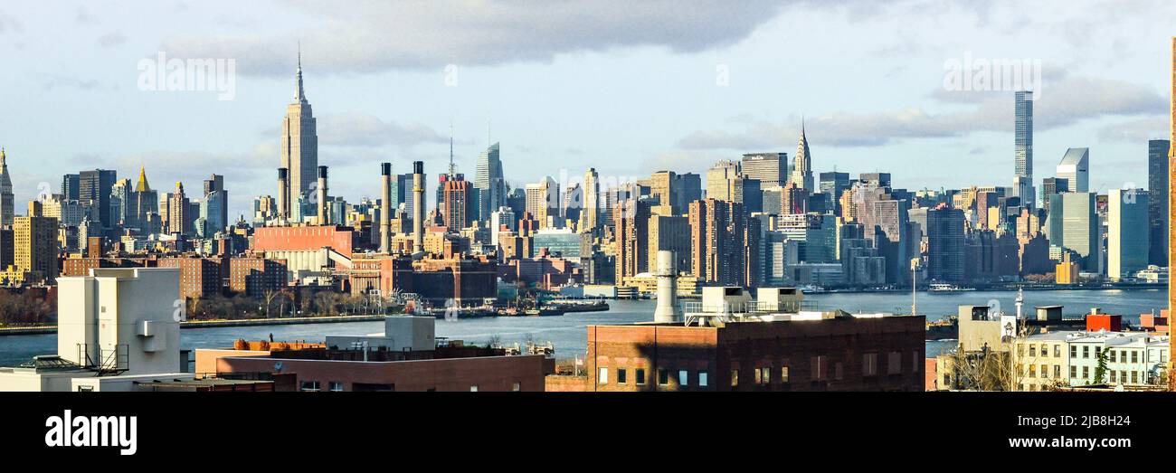 New York City skyline on blue sky day Stock Photo - Alamy