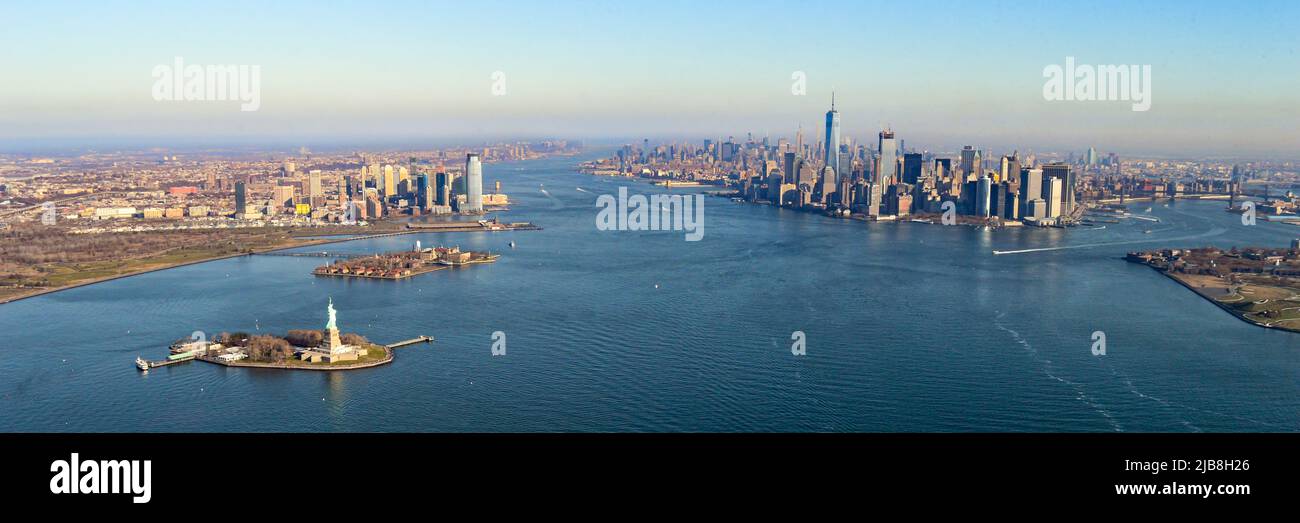 The city skyline of New York City in USA, United States on a cloudy ...