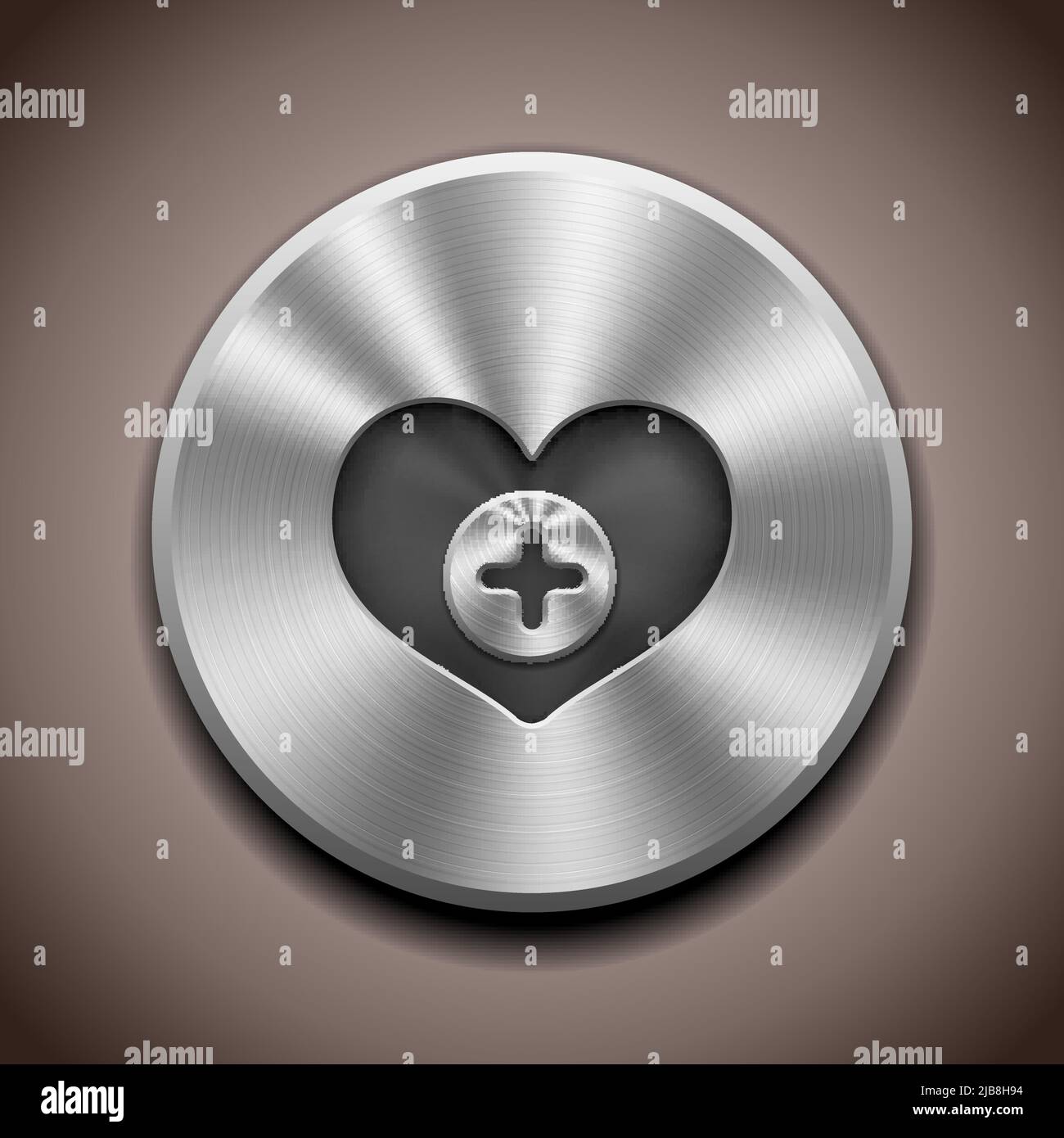 Realistic Metal Favorite button with circular processing. EPS10 opacity Stock Vector