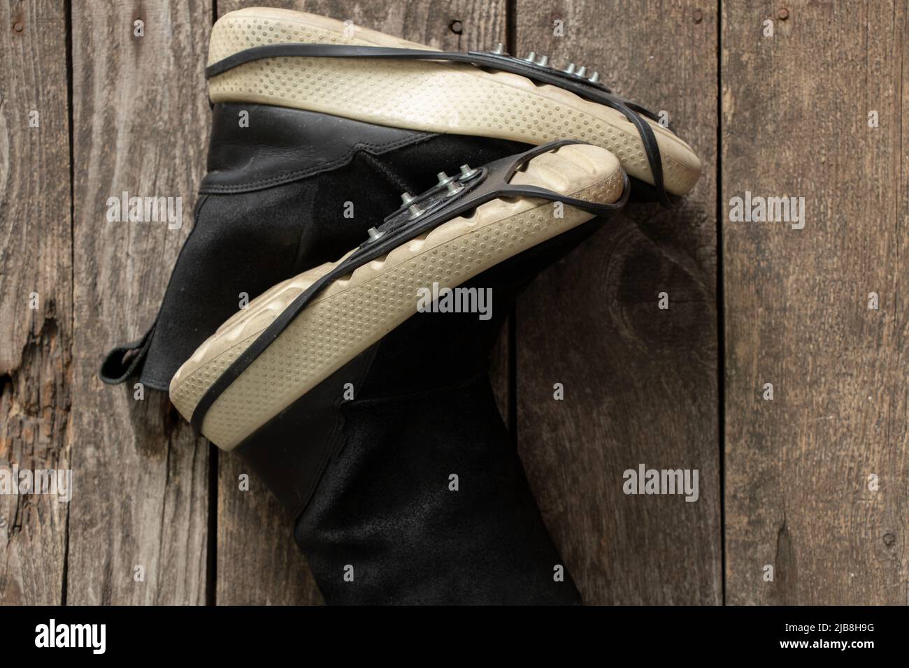 ice access on shoes, protection against slipping on ice on shoes Stock