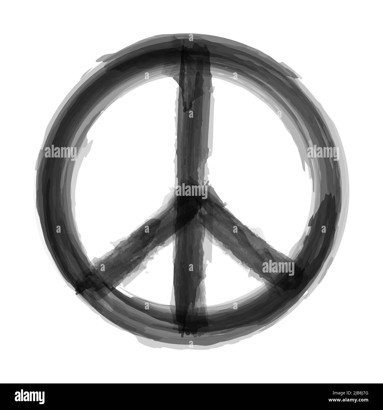 The Campaign for Nuclear Disarmament ( CND ) Symbol . Realistic watercolor painting design . Black color grunge style . Vector . Stock Vector