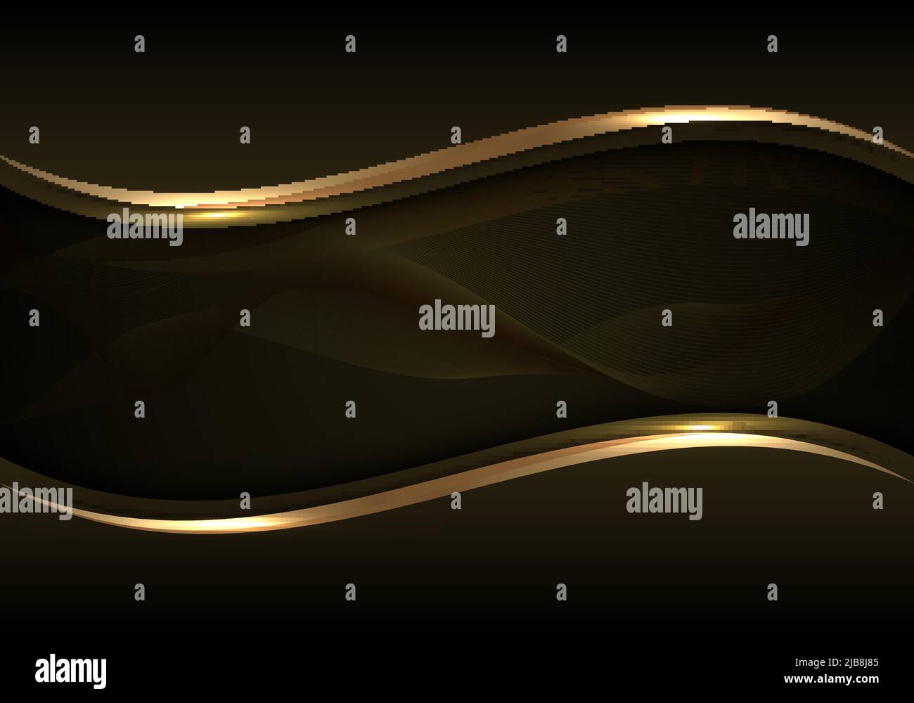 Abstract modern luxury template black and golden wave lines on dark ...
