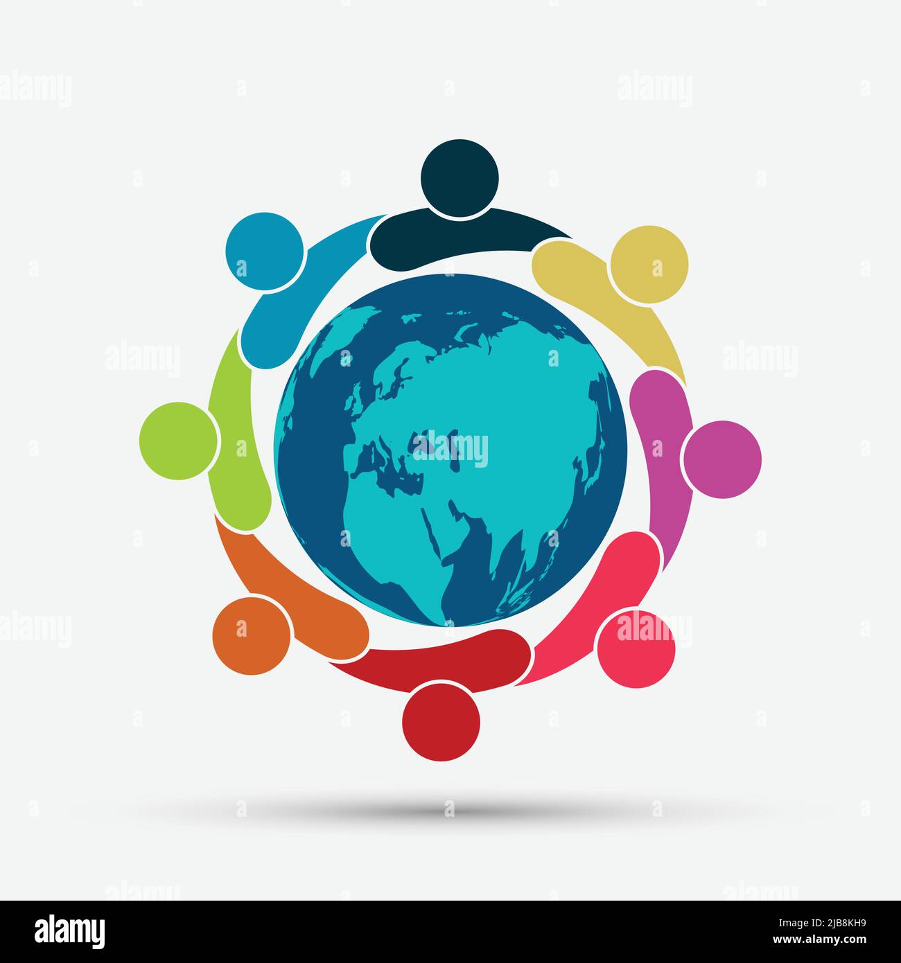 Vector graphic group connection logo.Eight people in the circle.logo ...
