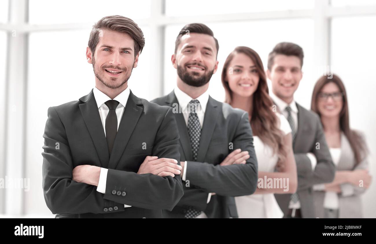 company employees standing together Stock Photo Alamy