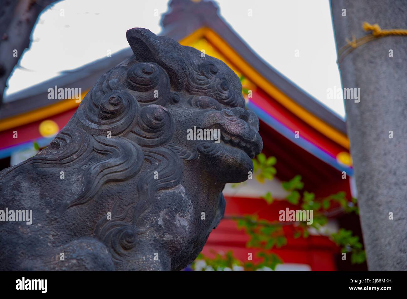 Statue guardian dog at Kanda shrine in Tokyo Stock Photo