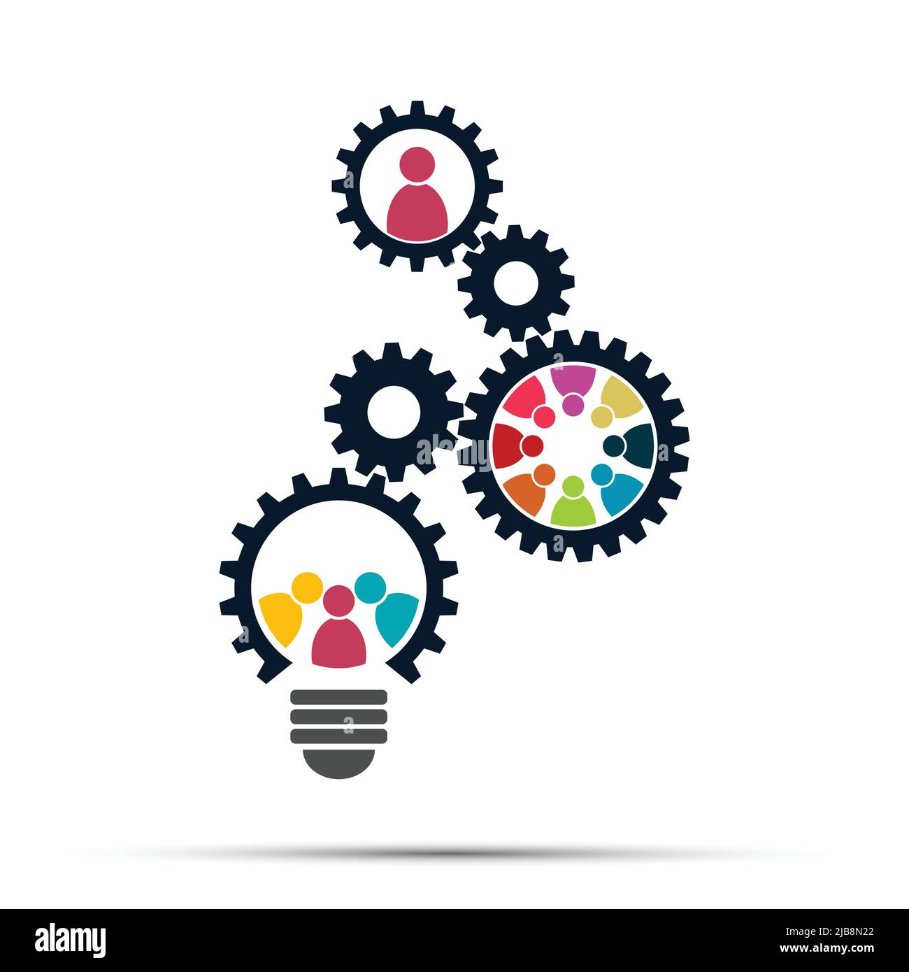 light bulb gear teamwork meeting people concept,Vector illustration Stock Vector