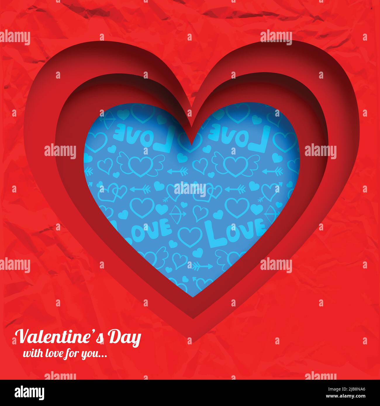 Valentines day elegant background with hearts shapes cut from red ...