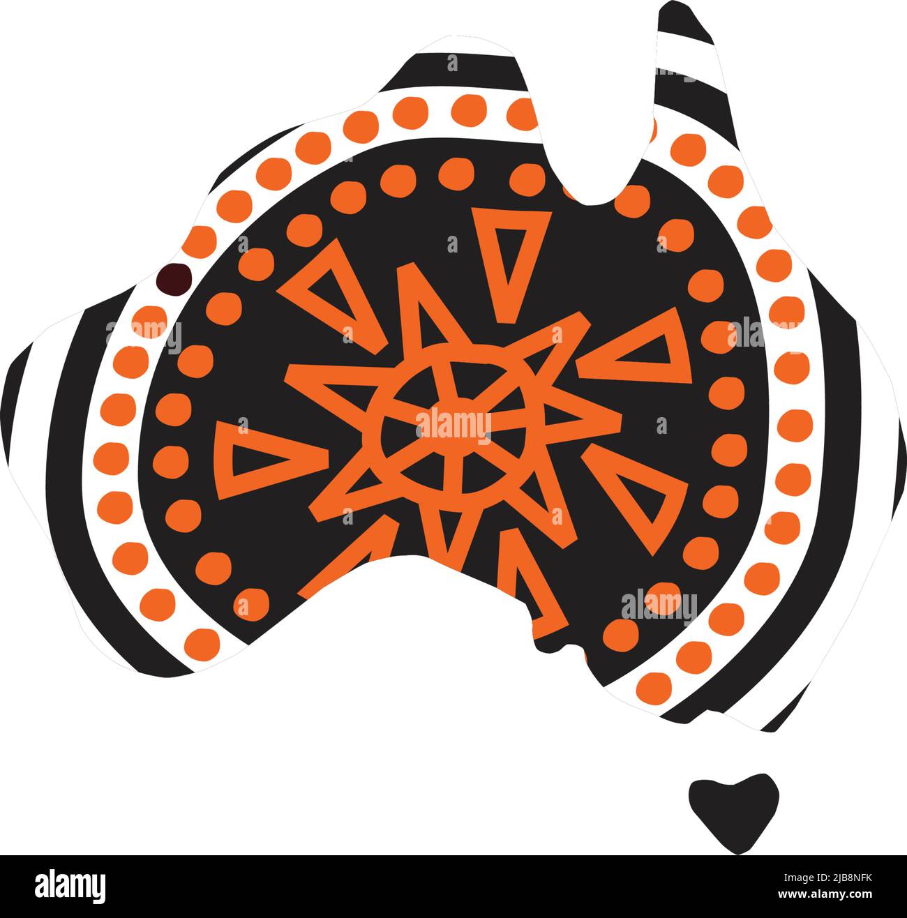 Aboriginal art dots painting with using Australian map outline Stock Vector