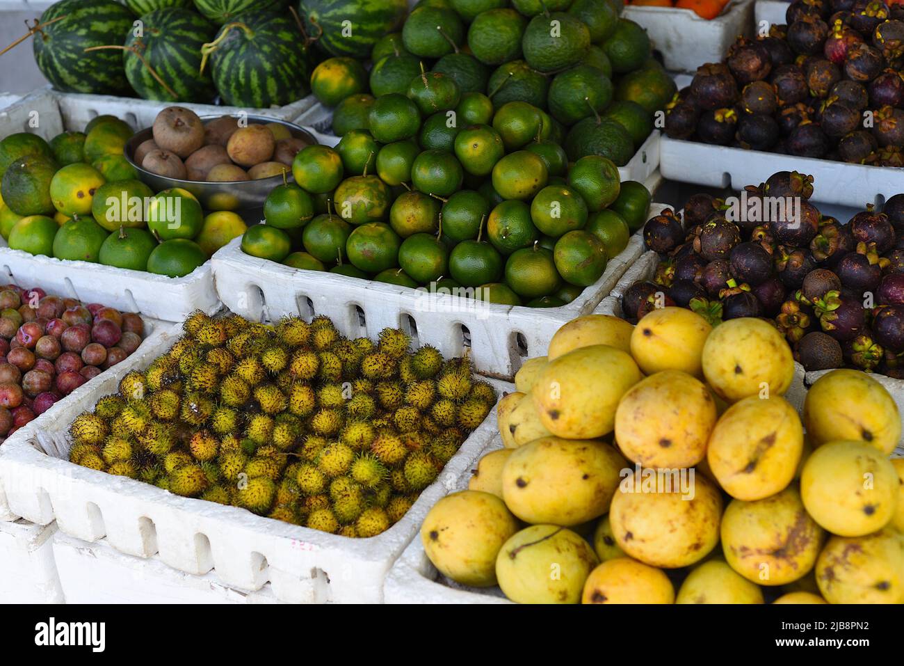 Many fruits in Vietnamese market Vinh Hai Stock Photo