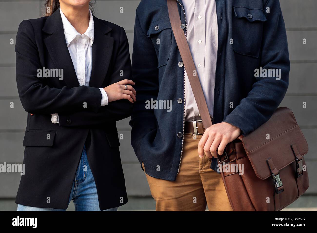 unrecognizable business man and business woman Stock Photo