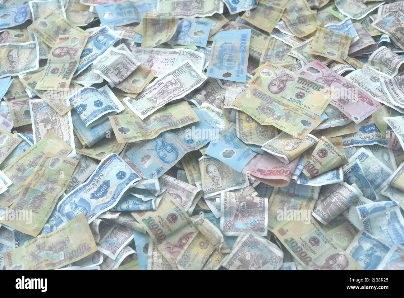 Many vietnamese dongs money close up Stock Photo