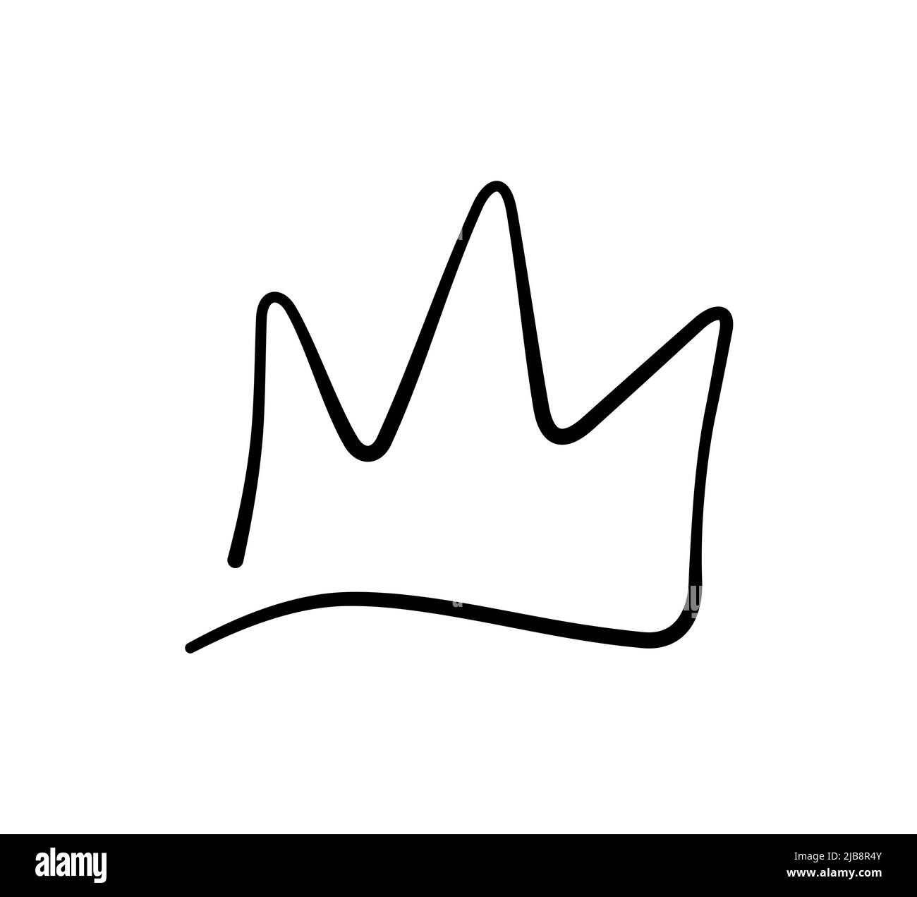 Hand drawn doodle crown. King crown sketch. Majestic tiara. King and