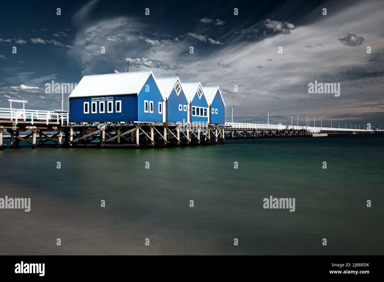 Busselton Jetty is the longest timber jetty in the southern hemisphere. Stock Photo