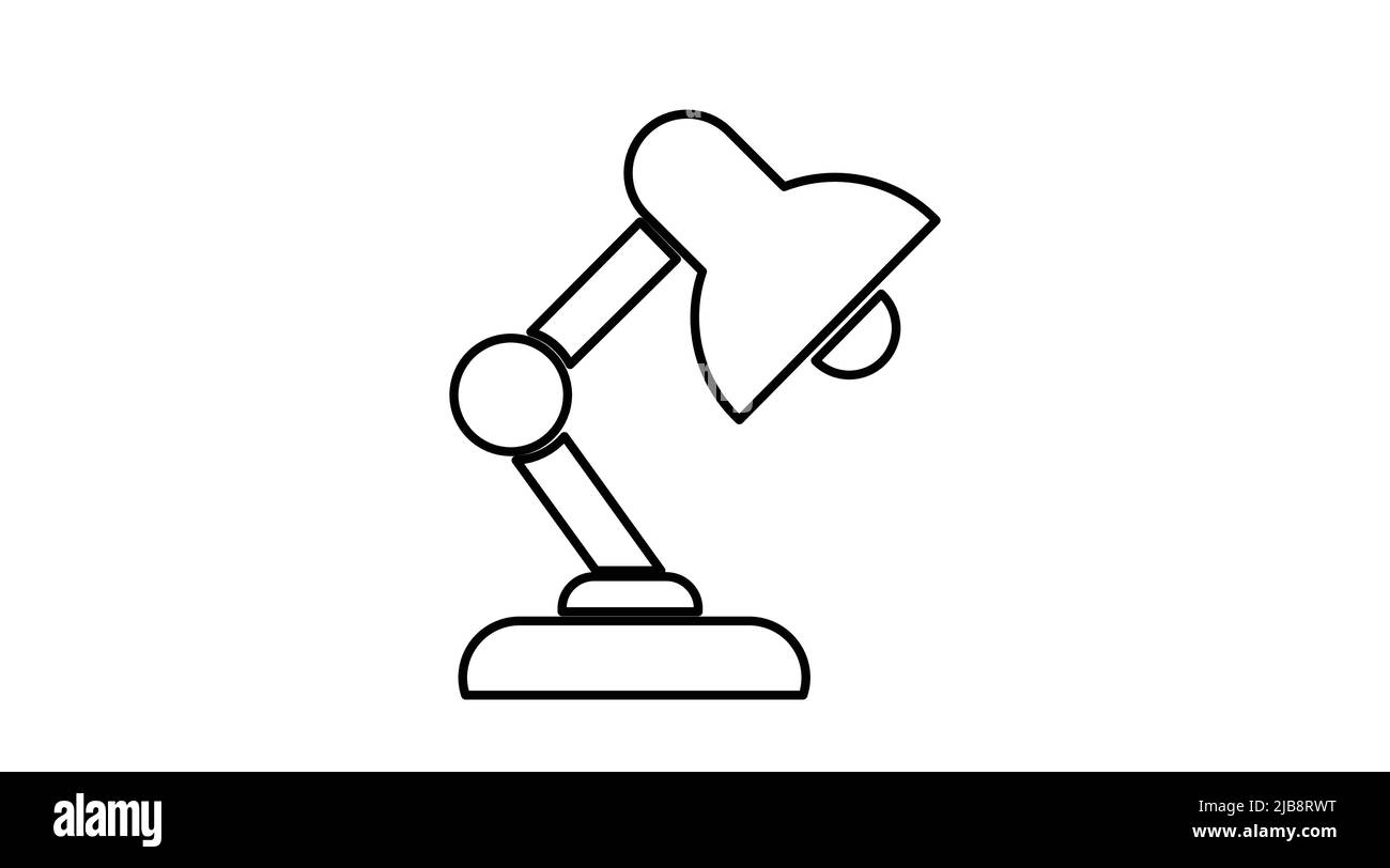 Desk Lamp Icon. Vector isolated black and white editable ilustration Stock Vector