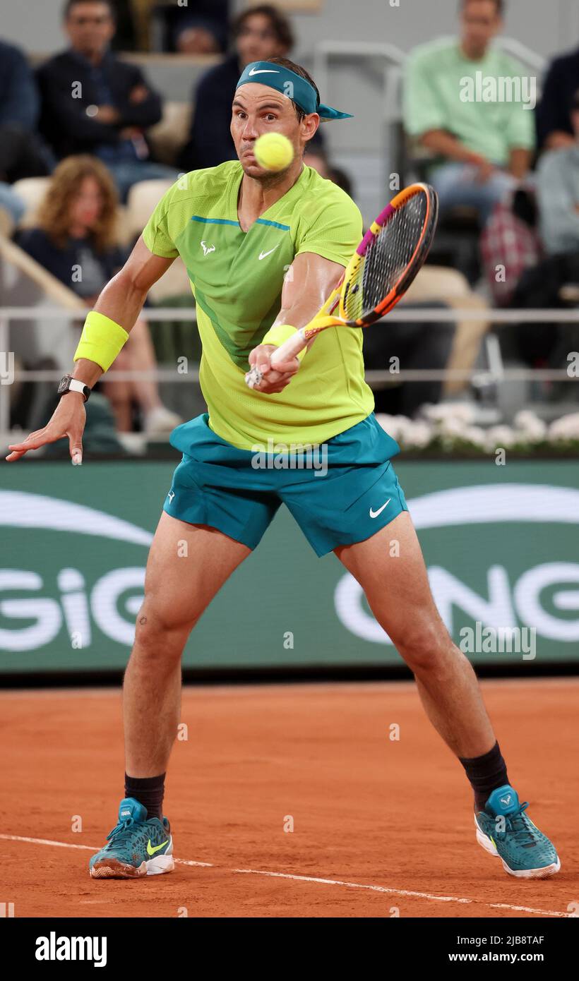 Paris, France. 03rd June, 2022. Rafael Nadal of Spain during day 13 of  Roland-Garros 2022, French Open 2022, second Grand Slam tennis tournament  of the season on June 2, 2022 at Roland-Garros
