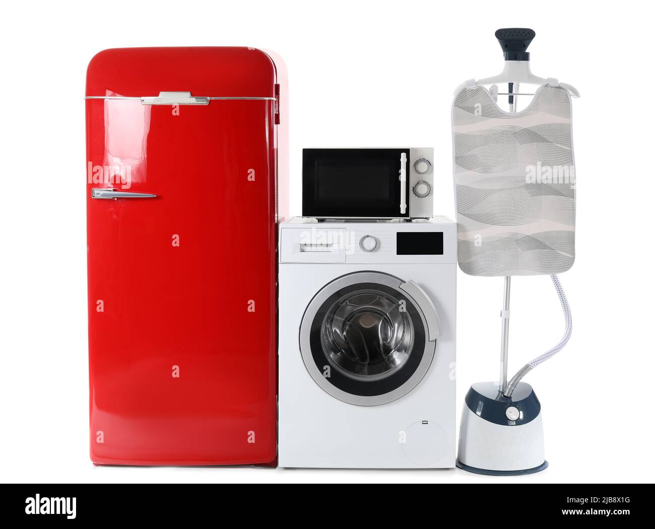 Modern household appliances on white background Stock Photo Alamy